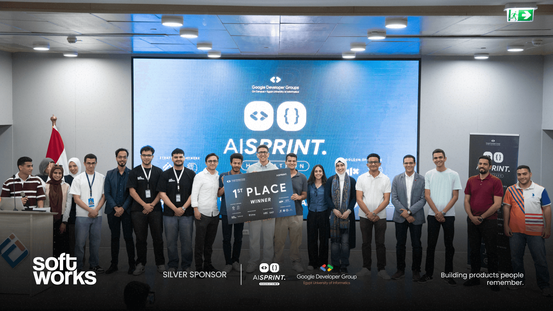 AI Sprint organizers, sponsors, judges, and the first-place team
