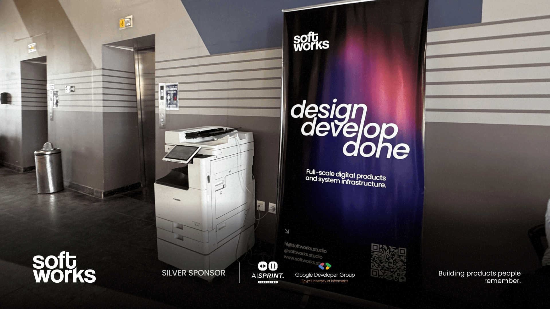 Softworks banner at the AI Sprint venue