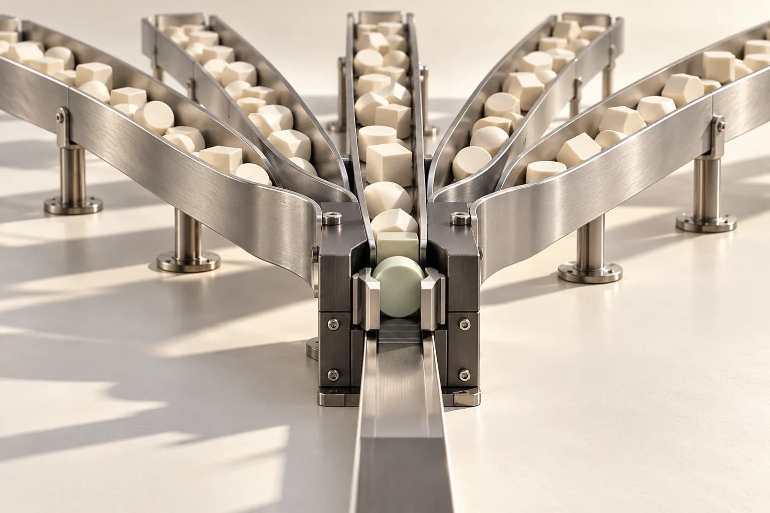 Five work channels converge on a single controlled publication gate with a sage authority token.