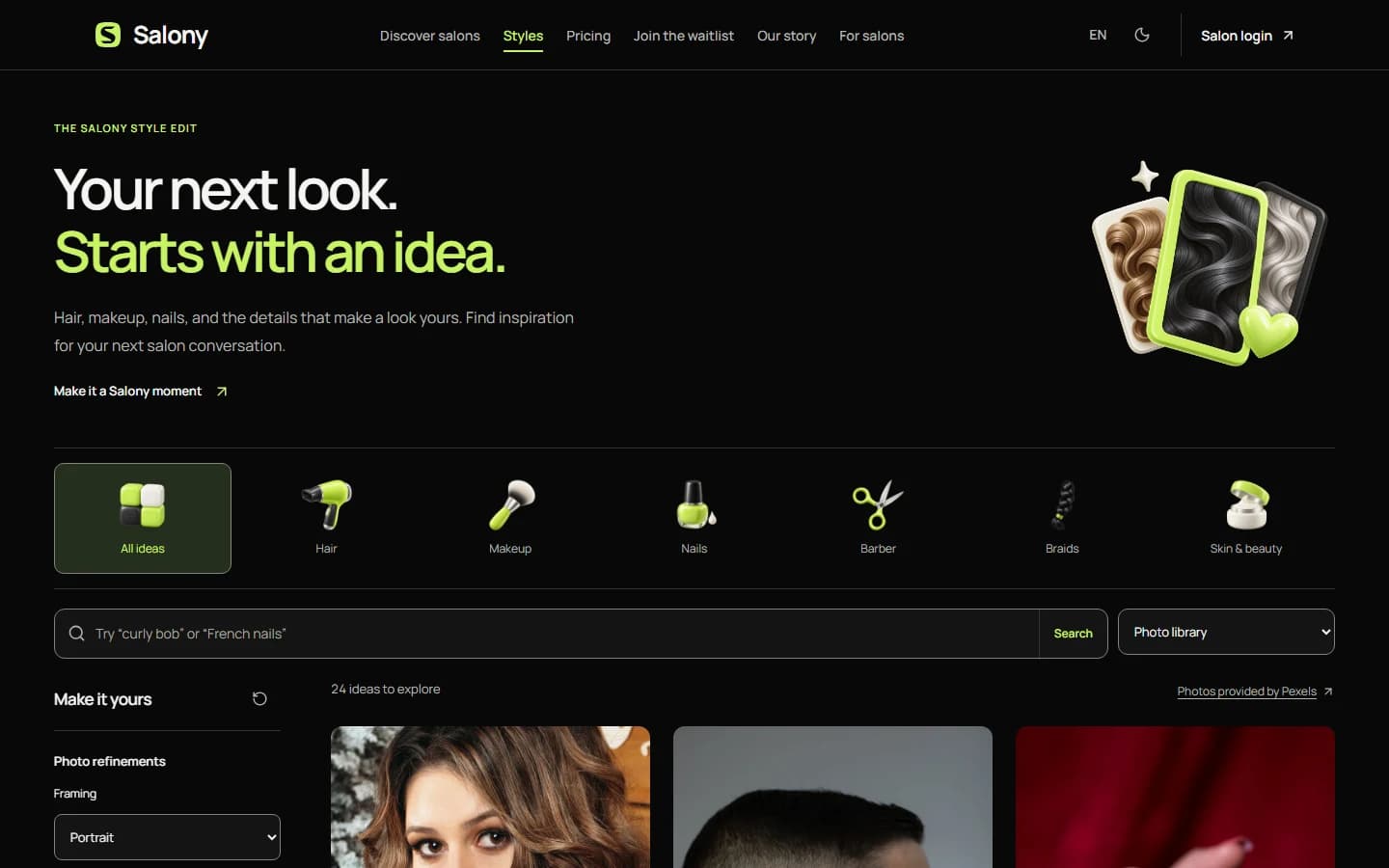 Styles library on the public website