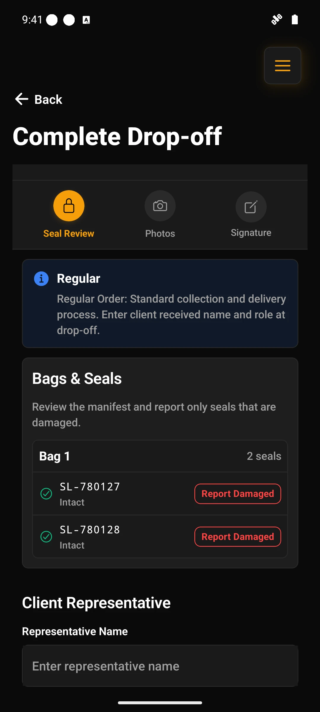 The field workflow at the delivery destination.