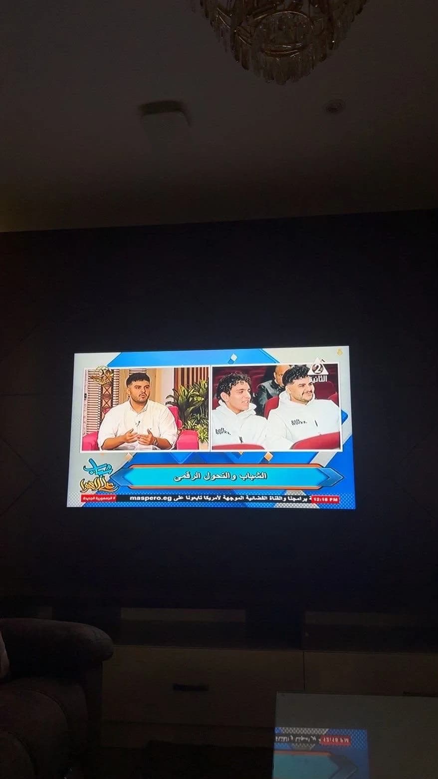 A portrait photograph of a television showing the second Softworks speaker during the broadcast