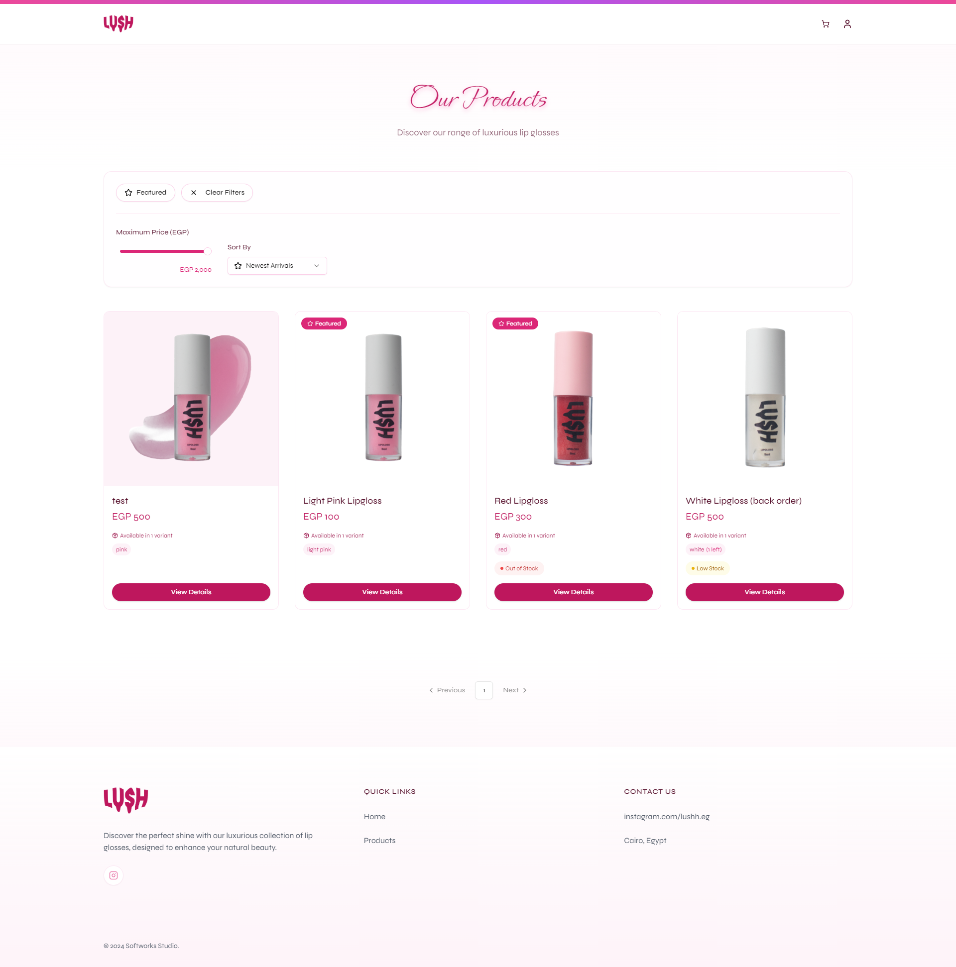 Products Page